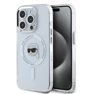 Husa pentru iPhone 16 Pro, Karl Lagerfeld, IML MagSafe, Alb