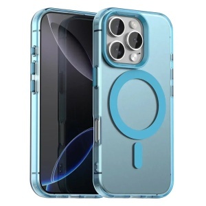 Husa pentru iPhone 16 Pro Max, MagSafe, Antisoc, set cu sticker, CandyCase, Albastru