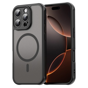 Husa pentru iPhone 16 Pro, SKYDDAR INNOVATION, HaloFrost MagSafe II, Antisoc, set cu sticker, Negru