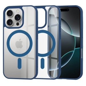 Husa pentru iPhone 16 Pro, SKYDDAR INNOVATION, MagSafe Pro din silicon, set cu sticker, Albastru