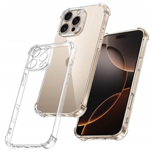 Husa pentru iPhone 16 Pro , SKYDDAR INNOVATION, Shockproof Clear din Silicon Slim, Transparenta, set cu sticker
