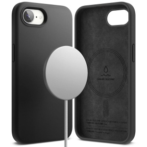 Husa pentru iPhone 16e, Antisoc Silicon, Policarbonat, Ringke, Silicone Magnetic MagSafe, Negru