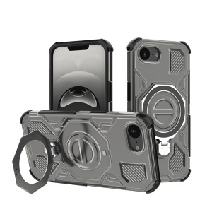 Husa pentru iPhone 16e, Antisoc, SKYDDAR INOVATION, Carbon Shield PRO, Magsafe, set cu sticker, Fumuriu