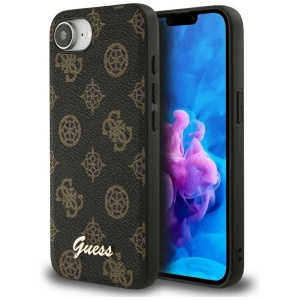 Husa pentru iPhone 16e Peony Script MagSafe, Guess - Negru