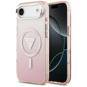 Husa pentru iPhone 17 Air, IML Gradient Triangle Logo MagSafe, Guess, Roz