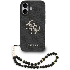 Husa pentru iPhone 17 cu snur, Hardcase 4G Classic Logo with Strap, Guess, Negru