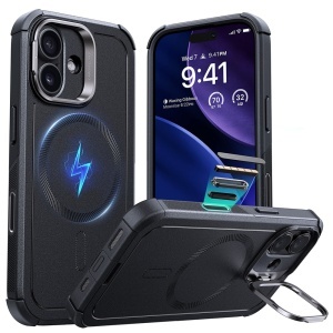 Husa pentru iPhone 17, ESR Cyber Armor Kickstand, Negru