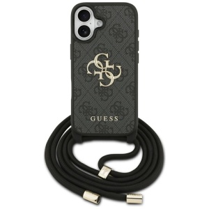 Husa pentru iPhone 17, Hardcase 4G CBDY Big Logo with Cord Strap, Guess, Negru