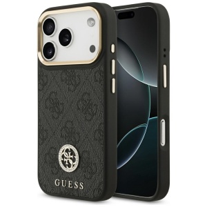 Husa pentru iPhone 17 Pro, Hardcase 4G Strass Logo MagSafe, Guess, Negru