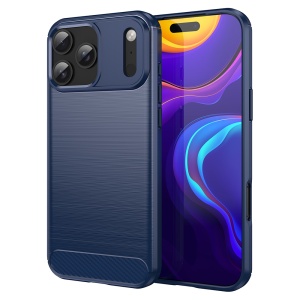 Husa pentru iPhone 17 Pro Max, SKYDDAR INNOVATION, Carbon Silicone, din Silicon Slim, cu textura Fibra Carbon, set cu sticker, Albastru