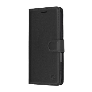 Husa pentru iPhone 17 Pro Max, SKYDDAR INNOVATION, Leather Folio tip Carte, cu Portofel Interior, Finisaje Premium, set cu sticker, Negru - Img 4