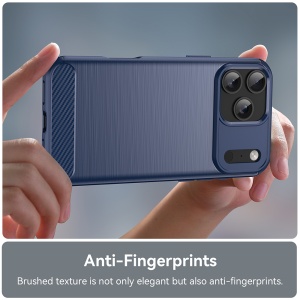 Husa pentru iPhone 17 Pro, SKYDDAR INNOVATION, Carbon Silicone, din Silicon Slim, cu textura Fibra Carbon, set cu sticker, Albastru - Img 4