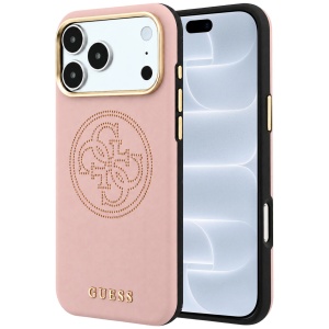 Husa pentru iPhone 18 Pro / iPhone 17 Pro - Guess Leather Perforated 4G MagSafe (GUHMP18L6PS4SRGP) - Pink