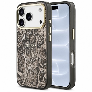 Husa pentru iPhone 18 Pro / iPhone 17 Pro - Guess Python Pattern MagSafe - Brown