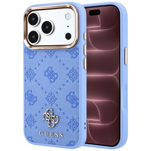 Husa pentru iPhone 18 Pro Max / iPhone 17 Pro Max - Guess Peony 4G Small Logo MagSafe - Light Blue