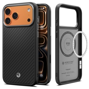 Husa pentru iPhone 18 Pro Max / iPhone 17 Pro Max - Spigen Enzo Aramid "T" MagSafe - Black / Silver