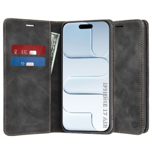 Husa pentru iPhone Air, SKYDDAR INNOVATION, Confy Cover tip Carte din piele Eco Premium, cu Portofel Interior, set cu sticker, Negru