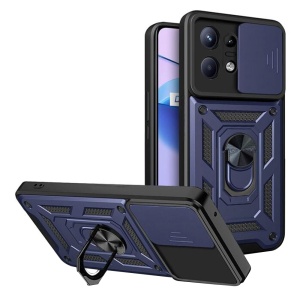 Husa pentru Motorola Edge 50 Pro, SKYDDAR INNOVATION, CamShield, Inel magnetic, set cu sticker, Albastru