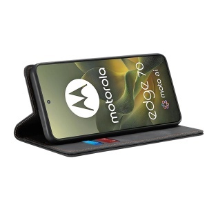 Husa pentru Motorola Edge 70, SKYDDAR INNOVATION, Confy Cover tip Carte din piele Eco Premium, cu Portofel Interior, set cu sticker, Negru - Img 2