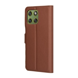 Husa pentru Motorola Edge 70, SKYDDAR INNOVATION, Leather Folio tip Carte, cu Portofel Interior, Finisaje Premium, set cu sticker, Maro - Img 6