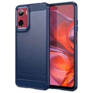 Husa pentru Motorola Moto G05 / Moto E15, SKYDDAR INNOVATION, Carbon Silicone, din Silicon Slim, cu textura Fibra Carbon, set cu sticker, Albastru