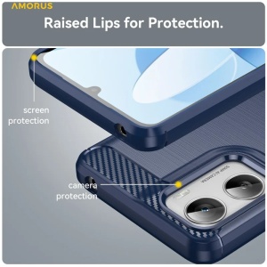 Husa pentru Motorola Moto G06 / Moto G06 Power, SKYDDAR INNOVATION, Carbon Silicone, din Silicon Slim, cu textura Fibra Carbon, set cu sticker, Albastru - Img 11