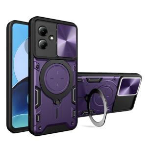 Husa pentru Motorola Moto G14, SKYDDAR INNOVATION, CamGuard Pro, Inel Magnetic, Protectie Camera, set cu sticker, Mov