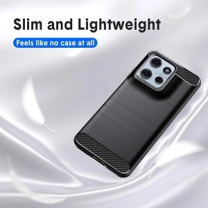 Husa pentru Motorola Moto G57 Power / Moto G67 Power, , din Silicon Slim, cu textura Fibra Carbon, Skyddar Carbon Silicone, set cu sticker, Negru - Img 4