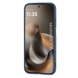 Husa pentru Motorola Moto G77 / Moto G67 din Silicon Catifelat, Antisoc, set cu sticker, SoftElegance, Bleumarin - Img 2