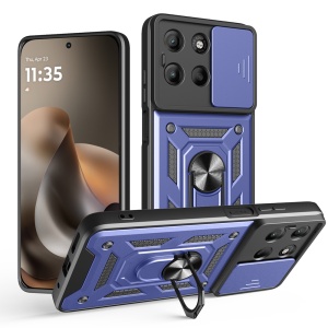 Husa pentru Motorola Moto G77 / Moto G67, protectie camere, Inel magnetic, set cu sticker, CamShield, Albastru