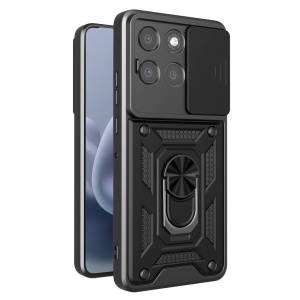 Husa pentru Motorola Moto G86 Power, SKYDDAR INNOVATION, CamShield, Inel magnetic, set cu sticker, Negru