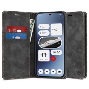 Husa pentru Nothing Phone (2a) / Phone (2a) Plus, SKYDDAR INNOVATION, Soft Wallet, tip Carte din piele Eco Premium, cu Portofel Interior, Negru, set cu sticker