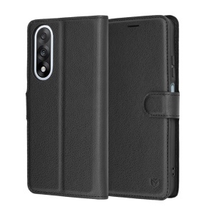 Husa pentru OnePlus Nord 5, SKYDDAR INNOVATION, Leather Folio tip Carte, cu Portofel Interior, Finisaje Premium, set cu sticker, Negru