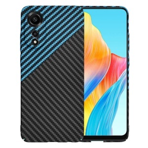 Husa pentru Oppo A78 4G, SKYDDAR INNOVATION, textura carbon, Carbonite FiberShell, set cu sticker, Bleu,