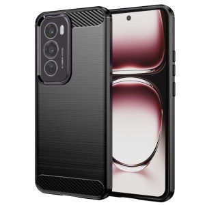 Husa pentru Oppo Reno12 Pro, SKYDDAR INNOVATION, Carbon Silicone, din Silicon Slim, cu textura Fibra Carbon, set cu sticker, Negru