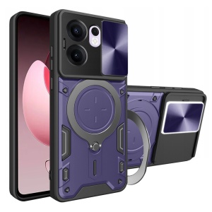 Husa pentru Oppo Reno13 F 4G / Reno13 F 5G / Reno13 FS 5G, SKYDDAR INNOVATION, SafeCover cu Inel Magnetic, Protectie Camera, set cu sticker, Mov