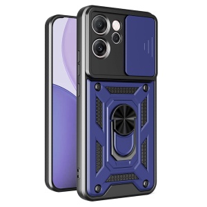 Husa pentru Oppo Reno14 FS 5G / Reno14 F, SKYDDAR INNOVATION, CamShield, Inel magnetic, set cu sticker, Albastru