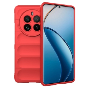 Husa pentru Realme 12 Pro / 12 Pro+, SKYDDAR INNOVATION, Magic Shield, din Silicon Mat, set cu sticker, Rosu