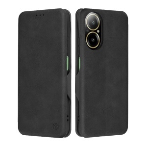 Husa pentru Realme C67 4G, SKYDDAR INNOVATION, Safe Wallet tip carte din Piele Ecologica, Suport Carduri, Inchidere Magnetica, Negru, set cu sticker  - Img 1