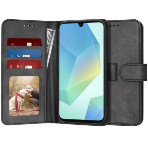 Husa pentru Samsung Galaxy A16 4G / Galaxy A16 5G, SKYDDAR INNOVATION, Diary Book, tip carte, cu Portofel Interior, Antisoc, Negru, set cu sticker