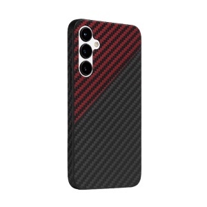 Husa pentru Samsung Galaxy A35 5G, SKYDDAR INNOVATION, Carbonite FiberShell, Rosu inchis, set cu sticker - Img 1