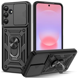Husa pentru Samsung Galaxy A37 5G, SKYDDAR INNOVATION, CamShield, Inel magnetic, set cu sticker, Negru