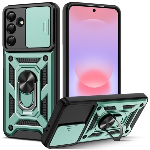 Husa pentru Samsung Galaxy A37 5G, SKYDDAR INNOVATION, CamShield, Inel magnetic, set cu sticker, Verde