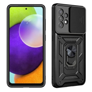 Husa pentru Samsung Galaxy A52 / A52s cu Inel Magnetic, Antisoc, set cu sticker, defender, Negru