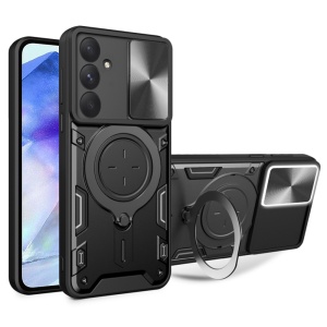 Husa pentru Samsung Galaxy A55 5G, cu inel magnetic si suport ajustabil, protecție completa camera, SKDR SafeCover - Negru