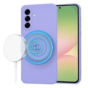 Husa pentru Samsung Galaxy A56 5G, SKYDDAR INNOVATION, din Silicon Catifelat, SoftFlex Magsafe, set cu sticker, Violet