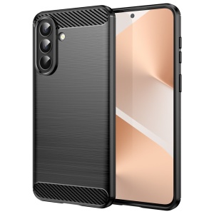 Husa pentru Samsung Galaxy A57 5G, SKYDDAR INNOVATION, Carbon Silicone, din Silicon Slim, cu textura Fibra Carbon, set cu sticker, Negru