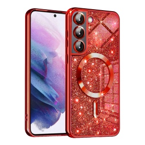 Husa pentru Samsung Galaxy S21 5G, SKYDDAR INNOVATION, Luxury Glitter Magsafe, Antisoc, Fundal Detasabil 2-in-1, Margini Ridicate, set cu sticker, Rosu