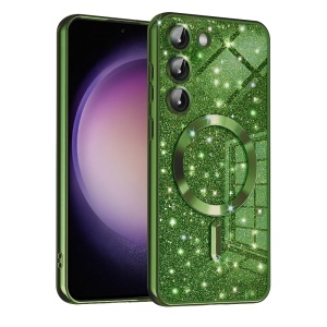 Husa pentru Samsung Galaxy S23 Plus, SKYDDAR INNOVATION, Luxury Glitter Magsafe, Antisoc, Fundal Detasabil 2-in-1, Margini Ridicate, set cu sticker, Verde