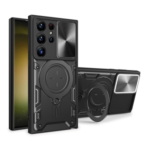 Husa pentru Samsung Galaxy S23 Ultra, SKYDDAR INNOVATION, CamGuard Pro, Inel Magnetic, Protectie Camera, set cu sticker, Negru